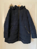 H&M mama (100) - dunkelblauer Wintermantel, Gr. L